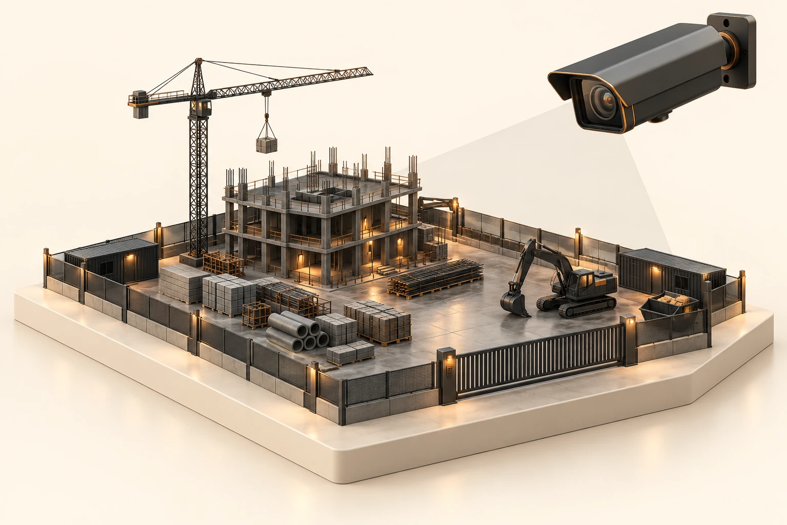 Охрана строительной площадки — 3D-визуализация